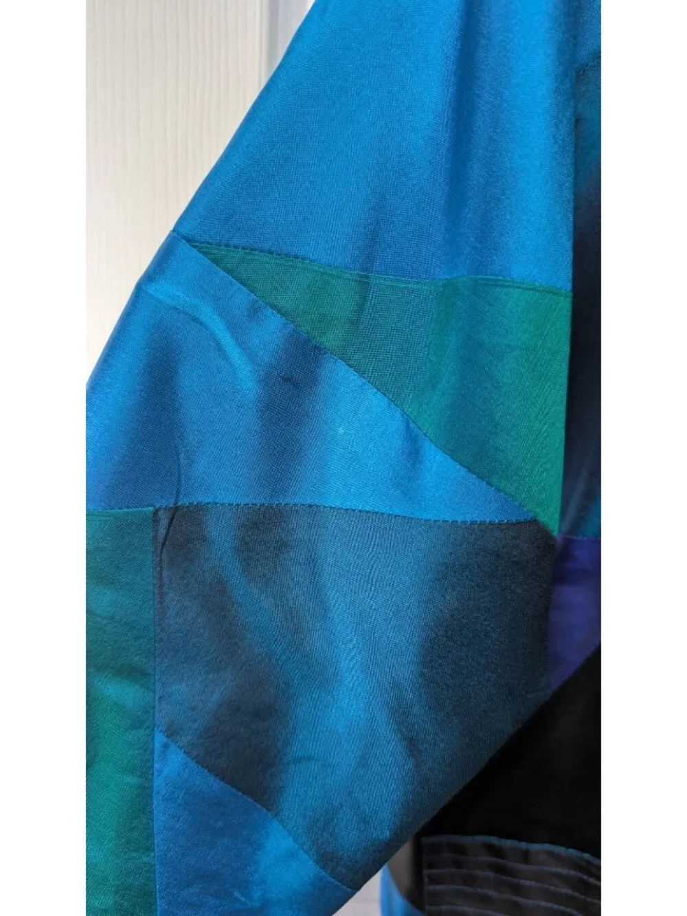 Wearable Art Jacket Thai Silk Patchwork Kimono Boho Lagenlook Oversized Medium - Picture 7 of 10